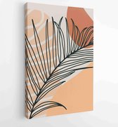 Botanical wall art vector set. Earth tone boho foliage line art drawing with abstract shape 2 - Moderne schilderijen – Vertical – 1887340195 - 80*60 Vertical