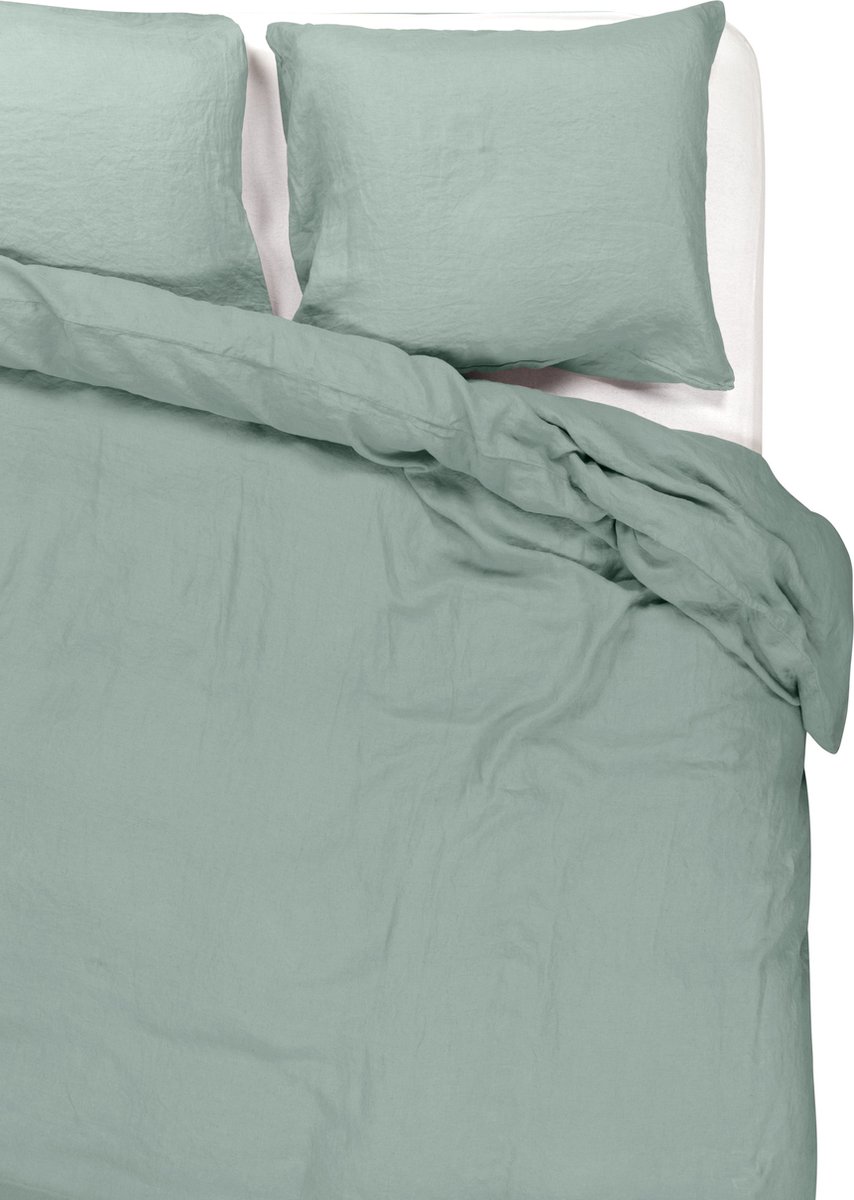 Passion for Linen Luxe dekbedovertrek Maxime 100% linnen, 260 x 240 cm, oceaan groen