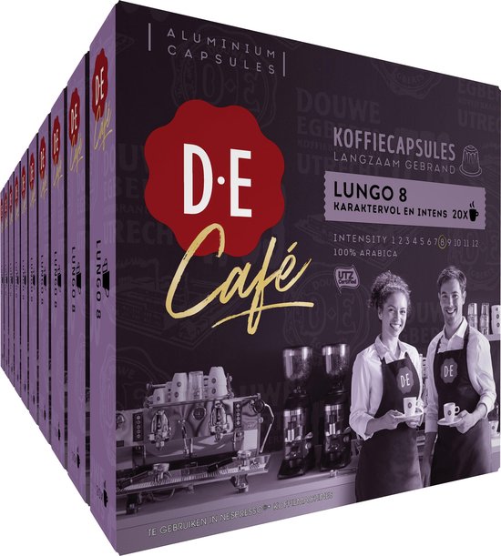 Douwe Egberts D.E Café Lungo Koffiecups - Intesiteit 8/12 - 10 x 20 Capsules  | bol.com