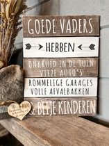 Tekstbord Goede Vaders + houten hartje stoerste papa / vaderdag / papa / verjaardag / cadeau