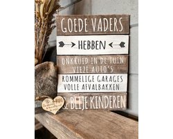 Tekstbord Goede Vaders + houten hartje stoerste papa / vaderdag / papa / verjaardag / cadeau