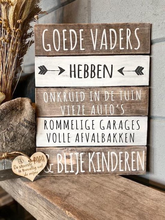 bruid toezicht houden op jury Tekstbord Goede Vaders + houten hartje stoerste papa / vaderdag / papa /  verjaardag /... | bol.com