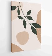 Botanical wall art vector set. Earth tone boho foliage line art drawing with abstract shape 2 - Moderne schilderijen – Vertical – 1888031896 - 80*60 Vertical