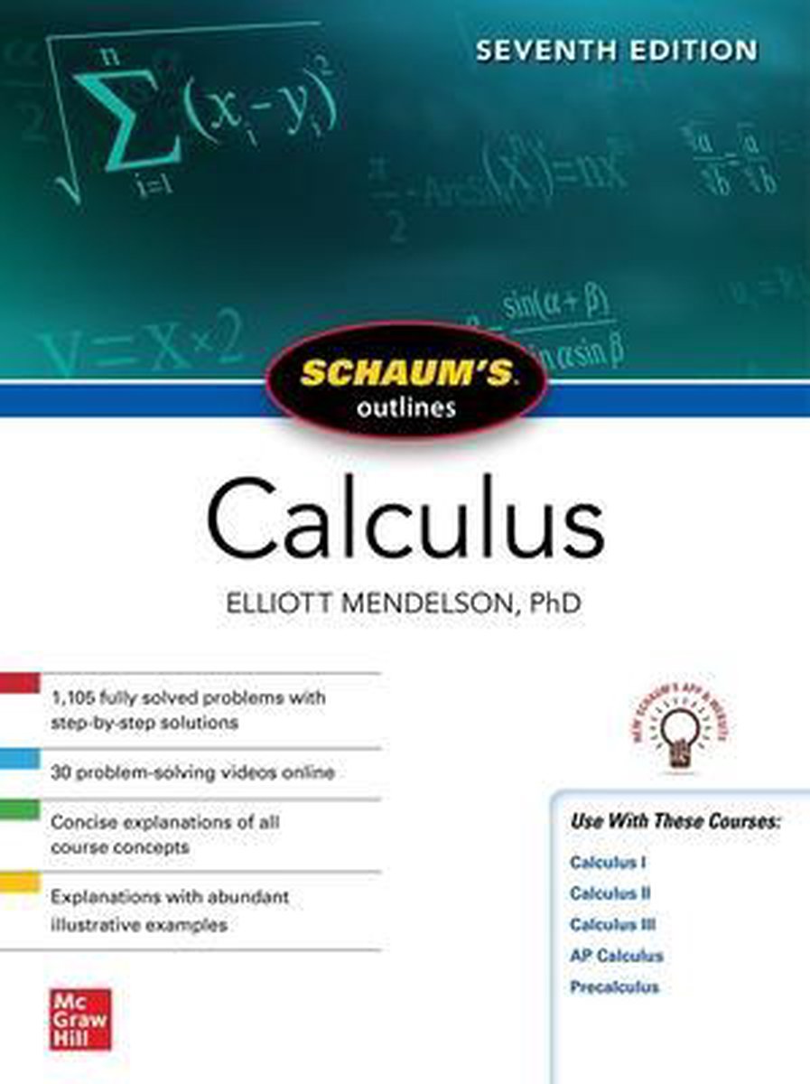 Omslag van Schaum's Outline of Calculus, Seventh Edition