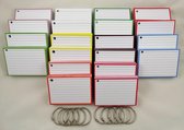 Leitner Flashcards - A7 Pakket kleur 1000 stuks + perforatie en 10 ringen - 20 pakjes in 10 kleuren - inclusief perforatie en 10 metalen ringen - A7 indexkaarten - A7 systeemkaarten