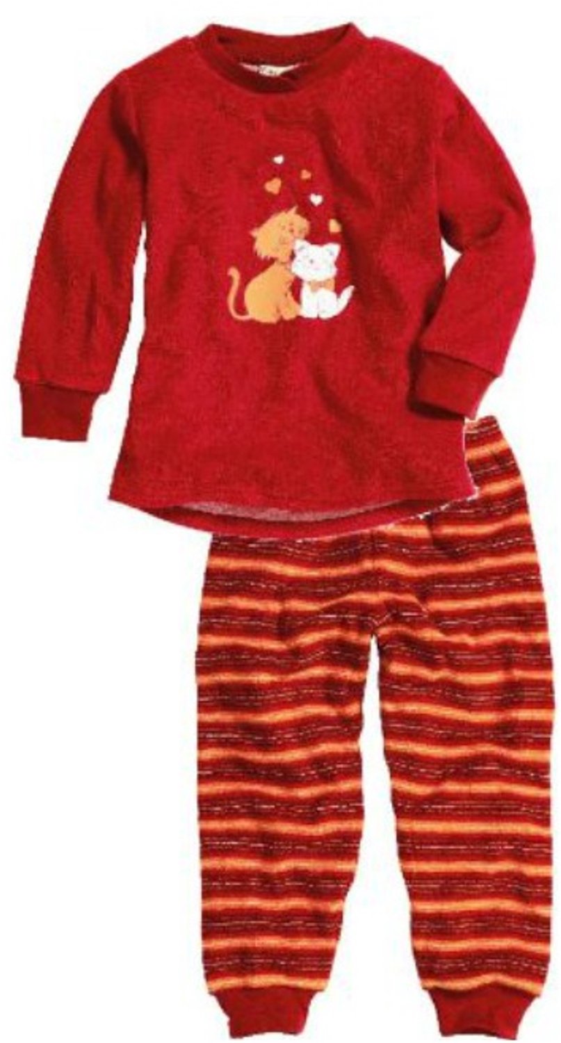 Playshoes Kinder Schlafanzug Frottee Katzen Rot-98
