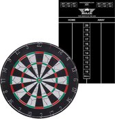 Dartbord Longfield set compleet van diameter 45 cm met 6 dartpijlen en een krijt scorebord 45 x 30 cm