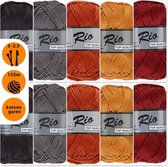 Lammy yarns Rio katoen garen pakket - warme winter kleuren - 10 bollen