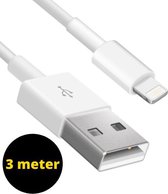 Oplader kabel 3 meter geschikt voor iPhone - Kabel geschikt voor lightning - Oplaadkabel - USB kabel - Lader kabel