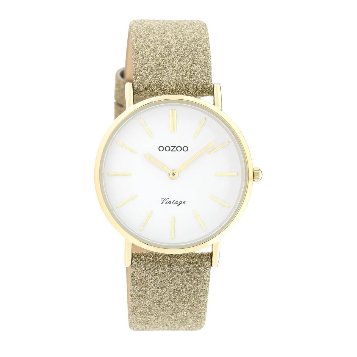 OOZOO Vintage series - Gouden horloge met gouden leren band - C20156 - Ø32