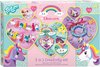 foto van Totum Unicorn 3 in 1 creativity set - XL complete knutselset 3 activiteiten met eenhoorn en regenboog thema - diamond painting, armbandje en lichtslinger maken