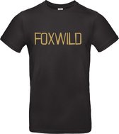 T-Shirt Foxwild | Zwart met gouden opdruk | Maat XXL | Massa is kassa - Peter Gillis - Foxwild word ik er van! | Stickertoko.nl
