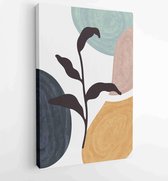 Botanical wall art vector background set. Foliage line art drawing with watercolor 3 - Moderne schilderijen – Vertical – 1904693029 - 40-30 Vertical