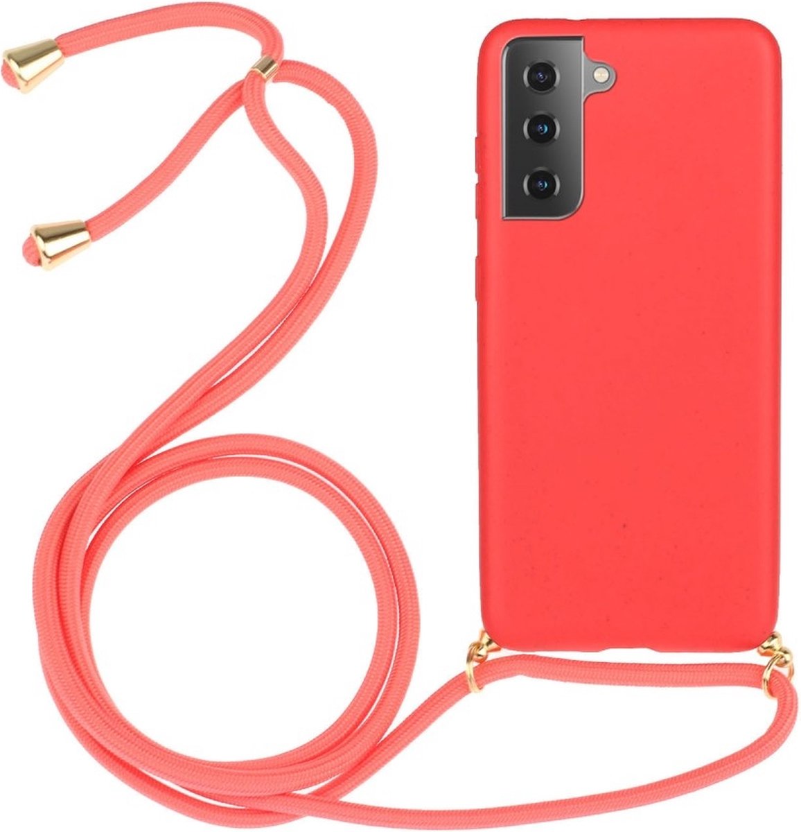 Lunso - Backcover hoes met koord - Geschikt voor Samsung Galaxy S21 Plus / S21+- Rood