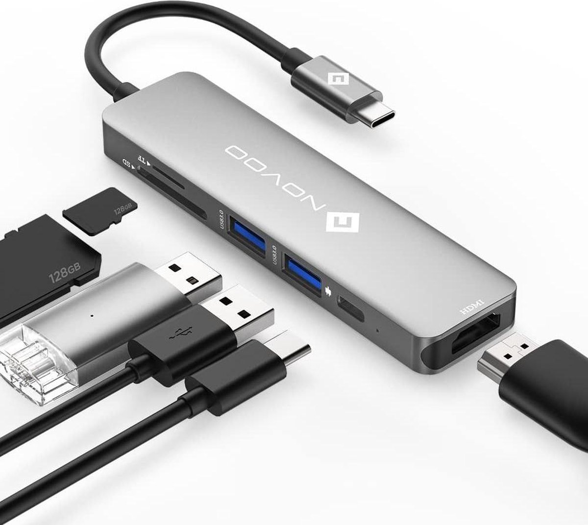 NOVOO Hub USB C HDMI, USB-C vers HDMI 4K, Lecteur de Carte SD