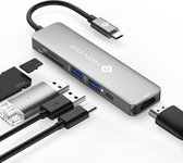 NOVOO USB C Hub / 6 in 1 / USB-C adapter met HDMI 4K adapter, USB-C , SD en Micro SD kaartlezer  / 2 USB 3.1 poorten