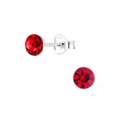 Joy|S - Zilveren 5 mm oorknoppen - kristal rood