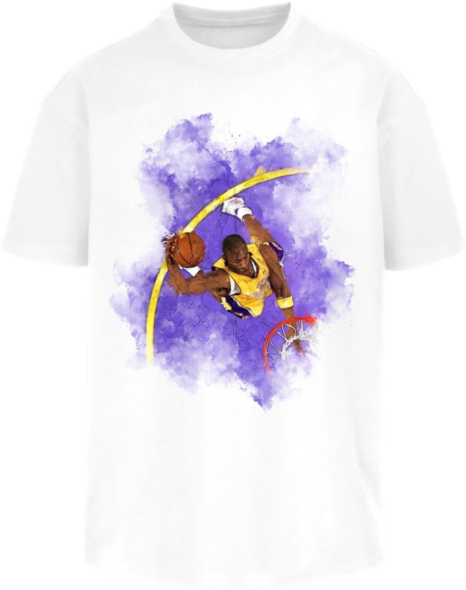Urban Classics Heren Tshirt -XS- Basketball Clouds 2.0 Oversize Wit