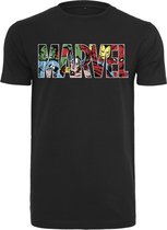 Merchcode - Marvel Logo Character Heren T-shirt - XS - Zwart