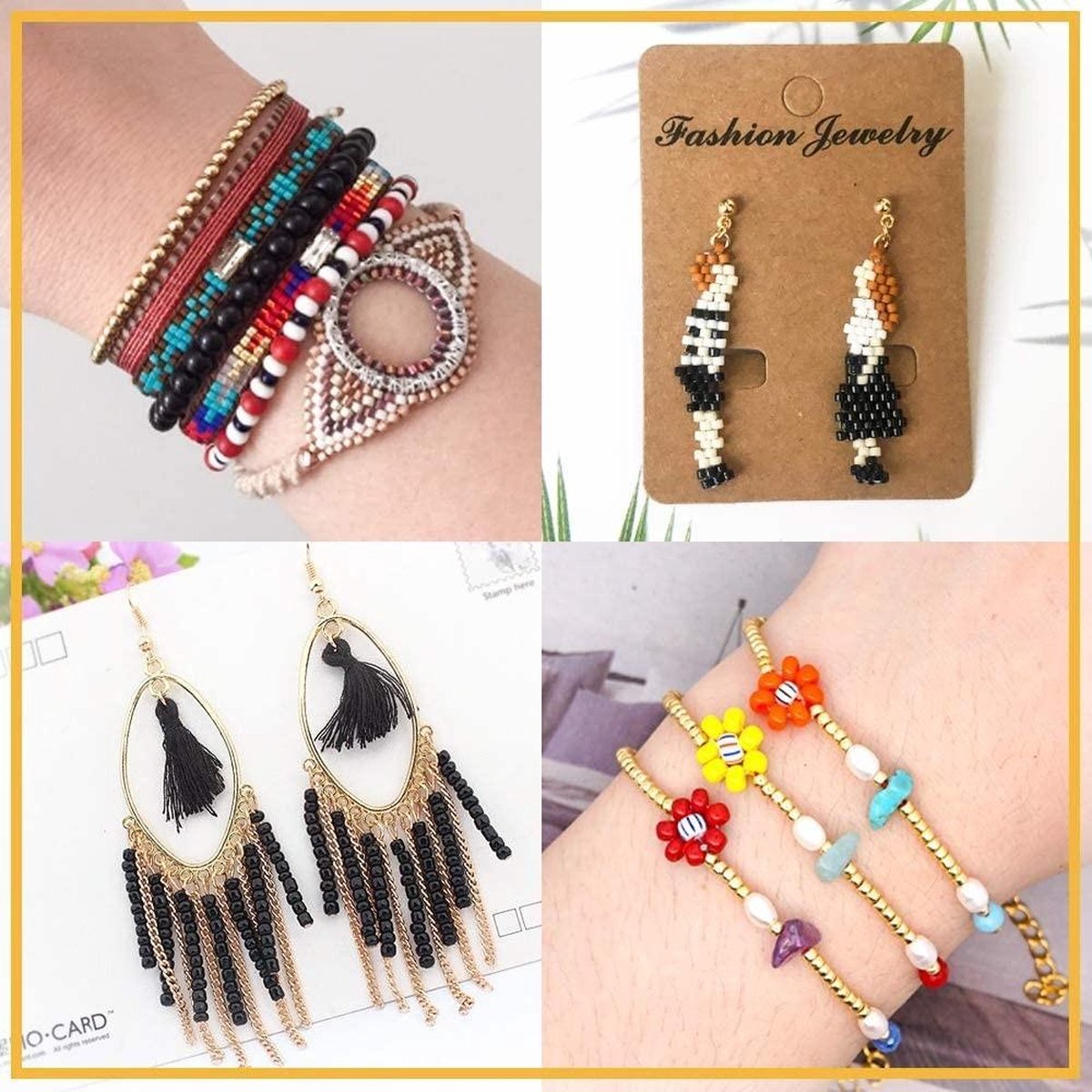 Fako Bijoux - DIY Kralen Set - Glas Zaad Kralen - Glaszaad Donker/Goud/Zilver - Glaskralen - Sieraden Maken - Hobby - Kralenset - Kralendoos - 2mm - 19200 Stuks — afbeelding 4
