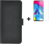 Samsung Galaxy F62/ M62 Hoesje - Samsung Galaxy F62/ M62 Screenprotector - Bookcase Wallet Zwart Cover + Tempered Glass