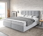 Boxspringbed Dream-Fine microvezel granietgrijs 180x200 met matras en topper