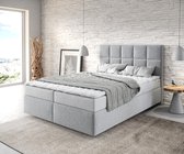 Boxspringbed Dream-Fine microvezel granietgrijs 140x200 met matras en topper