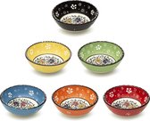 Handgemaakt Keramische Mini Kommetjes - Set van 6 - Ideaal voor snacks, noten, olijven, sojasaus, dipschaaltjes, sushi-ingrediënten, jam enz. - 8 cm Diameter - Kleurrijke Decoratie