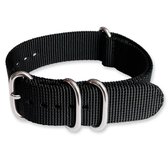 ZULU Extreme Horlogeband Premium Nylon Strap Zwart 20mm