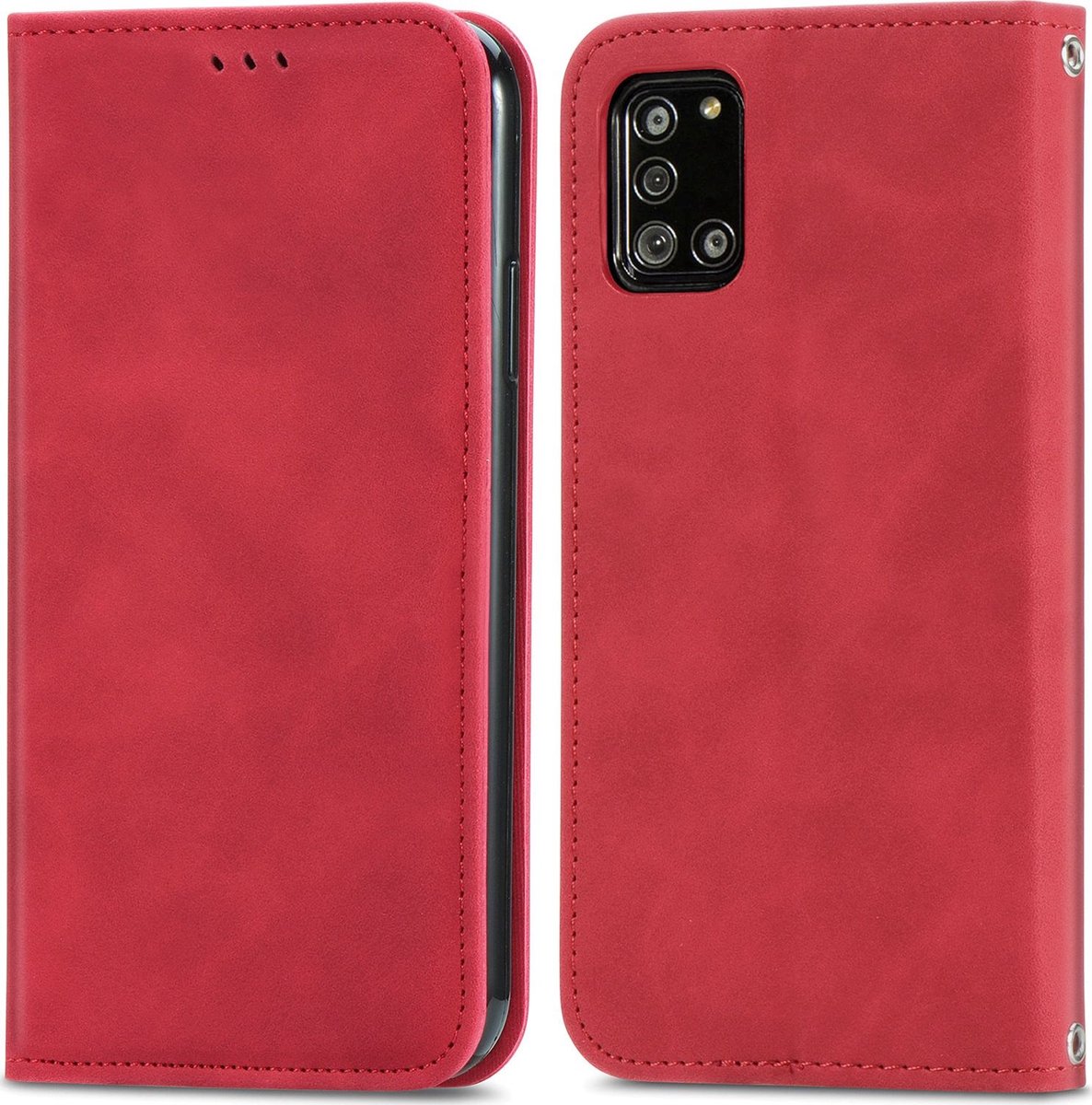 Mobigear Telefoonhoesje geschikt voor Samsung Galaxy A32 5G Hoesje | Mobigear Retro Slim Bookcase | Pasjeshouder voor 2 Pasjes | Telefoonhoesje voor Pinpas / OV Kaart / Rijbewijs - Rood