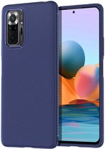 Xiaomi Redmi Note 10 Pro Hoesje Twill Slim Textuur Back Cover Blauw