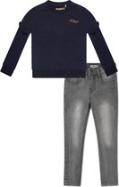 Koko Noko BIO Basics Set(2delig) Jeans Nelly Grey en Sweater Nova Blauw - Maat 110/116