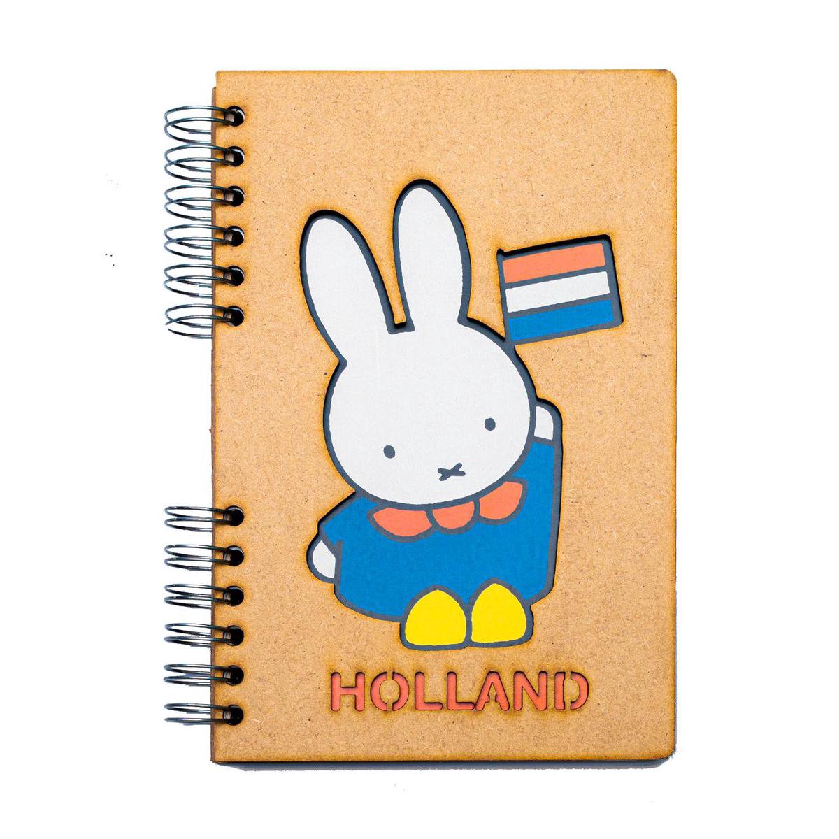 KOMONI - Duurzaam houten schetsboek - Gerecycled papier - Navulbaar - A6 - Blanco - Nijntje Holland
