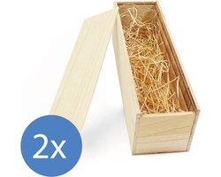 Wijnkist hout - 2 stuks - Schuifdeksel - Inclusief sizzle