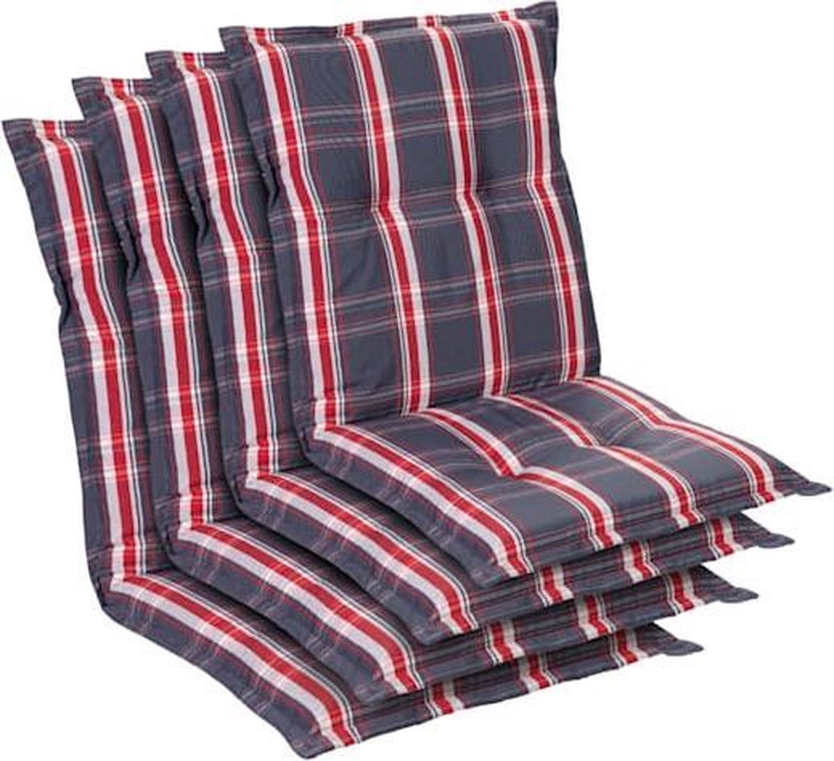 Blumfeldt Prato Set van 4 tuinkussen - stoelkussen - zitkussen - lage rug tuinstoel - 50 x 100 x 8 cm - UV-bestendig polyester