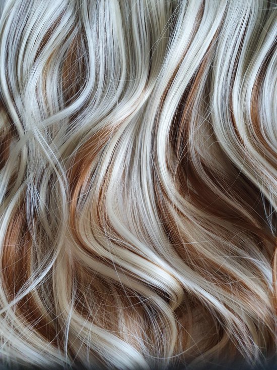 Clip in hairextensions natuurlijk wit blond met licht bruine highlights 1  baan met... | bol.com