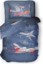 LINNICK Kinder Dekbedovertrek 100% katoen Flying Squad - blue 140x200cm - Tiener Dekbedovertrek 1 persoons