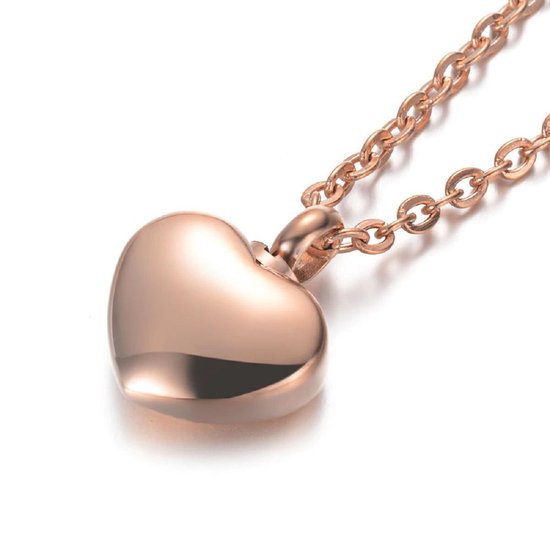 Dutch Duvall | Ashanger rosé goud hart met ketting | assieraad RVS | inclusief ketting + vul set twv 7,95 euro. rosé kleurig ashanger. Hoogwaardig RVS met ketting en vulset