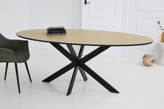 Eikentafel Ovaal - 2cm blad - Matrix poot ultra dun - Voordeeltafel - eiken  tafel | bol.com