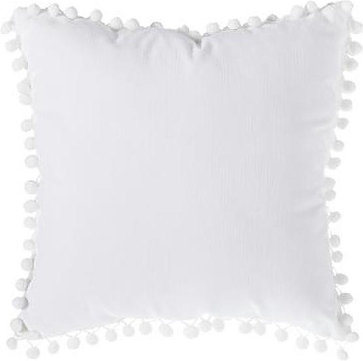Sierkussen Ellis - Wit - Sierkussen met pompons/tassels - 40x40 cm