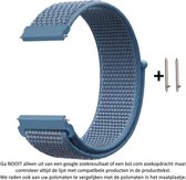 Blauw Nylon Bandje voor 20mm Smartwatches (zie compatibele modellen) van Samsung, Pebble, Garmin, Huawei, Moto, Ticwatch, Seiko, Citizen en Q – Maat: zie maatfoto – 20 mm blue nylo