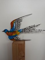 Zwaluw beeldje Vogel beelden zwaluw van metaal muur decoratie van M&N  handgemaakt 30x45x4 cm