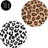 30x Stickers / Sluitstickers / Cadeaustickers met dierenprint | LUIPAARD / PANTERPRINT | 35 mm