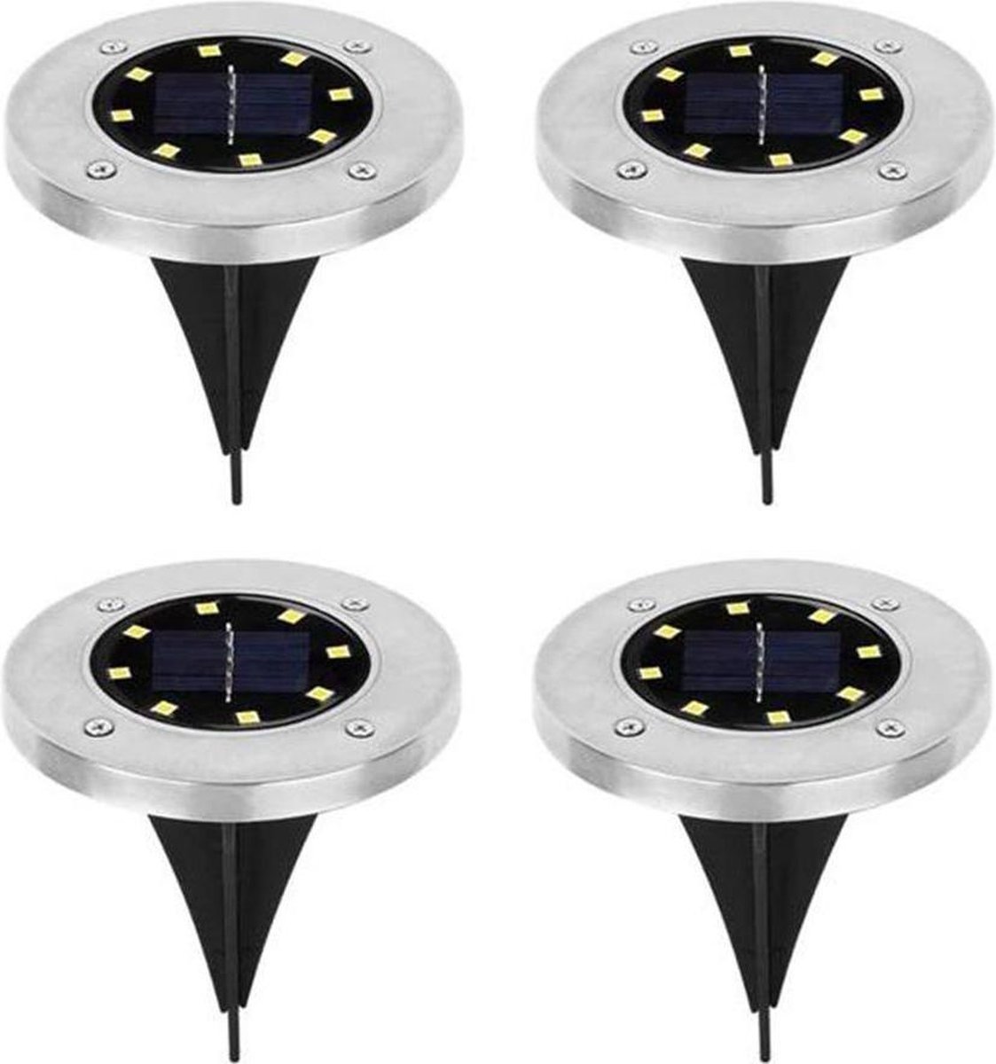 4x LED Grondspots Solar Tuin Set Tuinverlichting Zonne