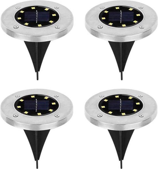 4x LED Grondspots Solar Tuin Set Tuinverlichting Zonne