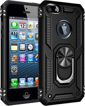 Stevige Magnetische Anti shock ring Geschikt voor Apple iPhone 6/6S Plus back cover case- schokbestendig-TPU met stand- Zwart + gratis screenprotector
