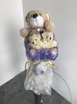 Knuffelboeket 1 grote beer met 2 kleine beertjes