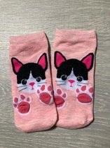 Leuke dieren enkelsokken Catroon style sokken - Roze - Kat - Unisex Maat 36-41