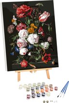 Riefco - Schilderen op nummer bloemen in vaas 40x50CM inclusief schoonmaakdoekje