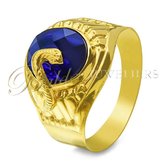 Surinaamse slangen ring blauwe steen 18kt